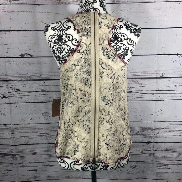 Rachel Roy Floral Lace Zipper Back Tank Top S - Picture 3 of 10